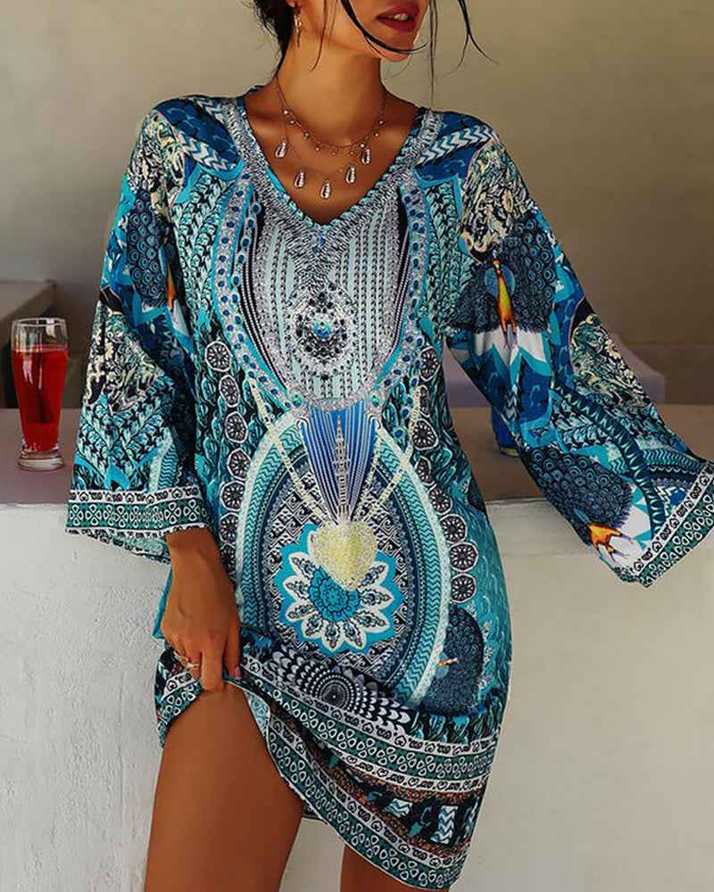 Emelia - Vibrante Bohemian Gedruckte Kleid