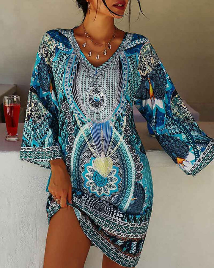 Emelia - Vibrante Bohemian Gedruckte Kleid