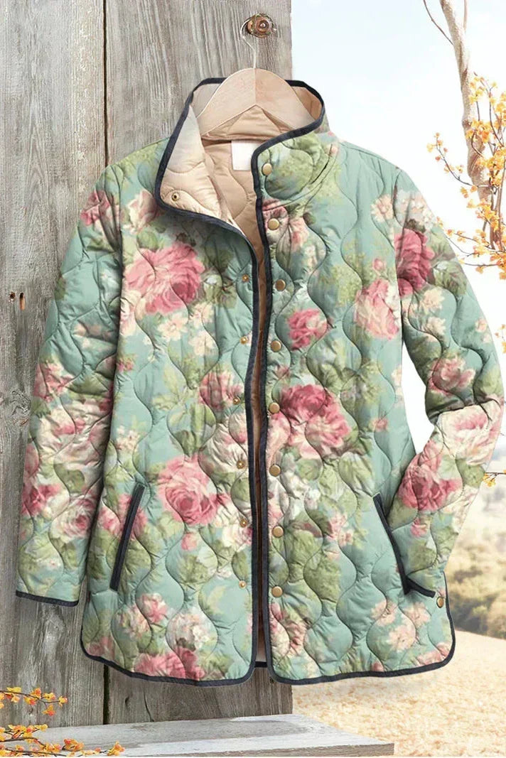 Gesa™ | Gepolsterte Jacke mit großen Rosen in Salbei