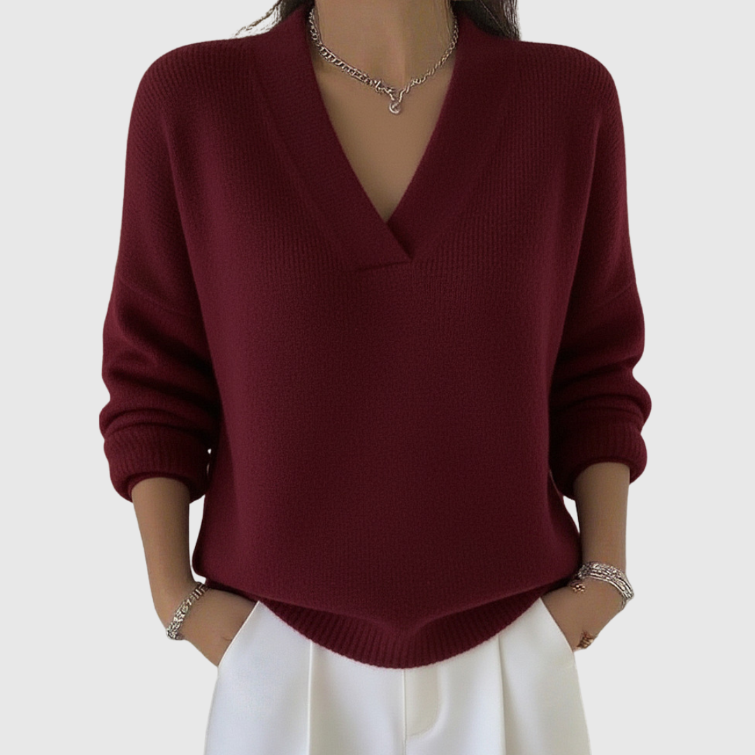Faye | Gemütlicher V-Ausschnitt Pullover im Relaxed Fit