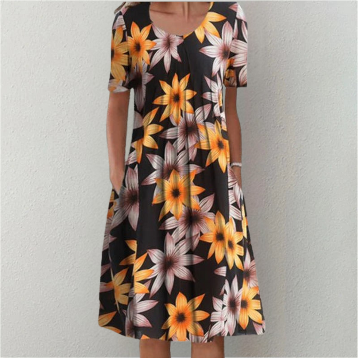 Hailey | Elegante und lässige Blumenkleid mit Taschen