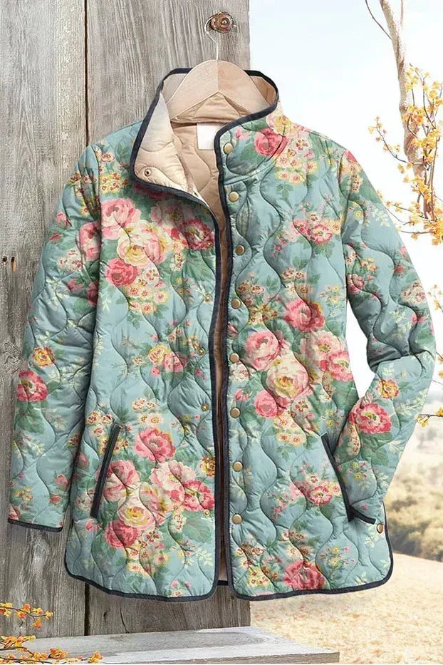 Nadja™ | Gepolsterte Jacke mit Rosen auf Mint