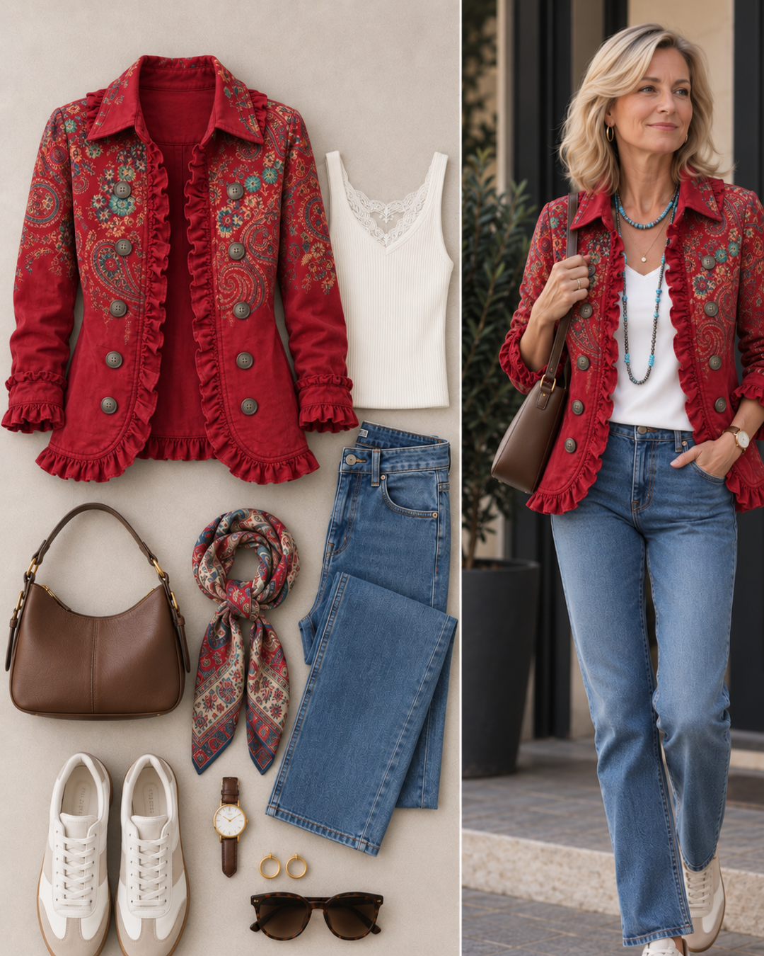 Birgit™ | Blazer in Rot mit Paisley