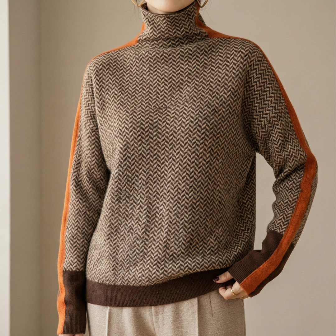 Eleanor | Luxe Herringbone High Collar