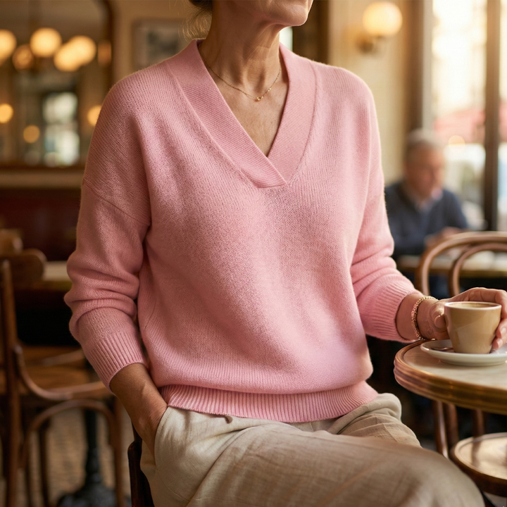 Faye | Gemütlicher V-Ausschnitt Pullover im Relaxed Fit