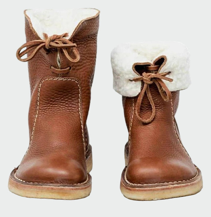 Wasserdichte Leder-Herrenstiefel mit Wollfutter