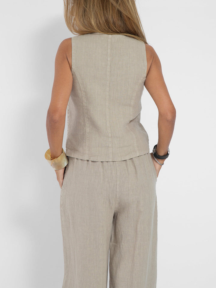 Aira - Ensemble Weste mit Knöpfen &amp; Breite Hose