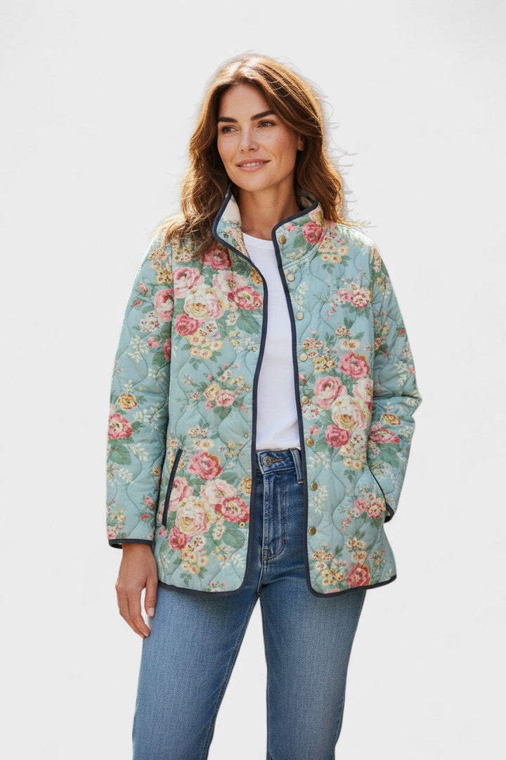 Nadja™ | Gepolsterte Jacke mit Rosen auf Mint