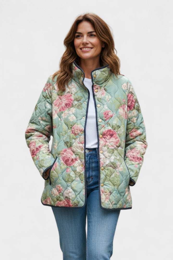 Gesa™ | Gepolsterte Jacke mit großen Rosen in Salbei