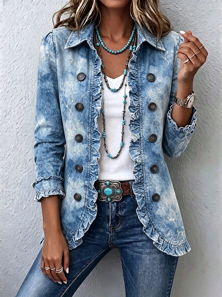 Kerstin™ | Blazer in Himmelblau mit Batik-Effekt